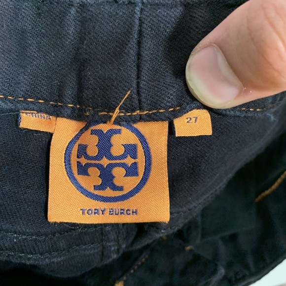 TORY BURCH Super Skinny Jeans Womens 27 Black Denim Cotton Stretch Low Rise - Picture 8 of 10